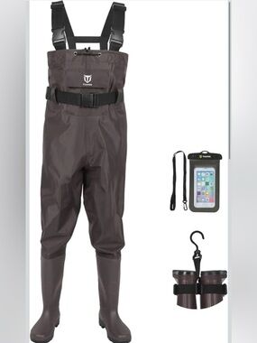 TIDEWE Bootfoot Chest Wader, Nylon/PVC Waterproof Fishing Hunting Waders M6/W8
